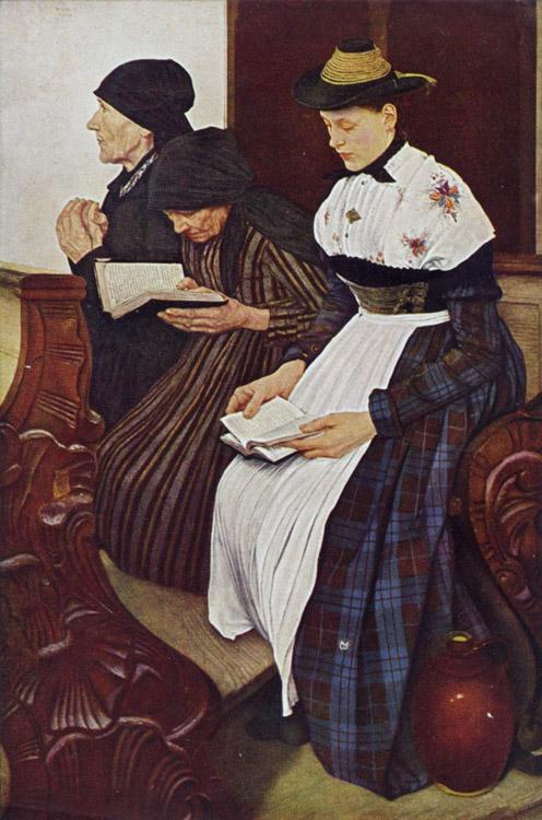 Leibl, Wilhelm Three Women in Church (mk09) Sweden oil painting art